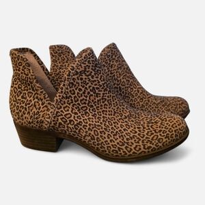 Lucky Brand Baley Leopard Print Suede Ankle Booties Size 7.5